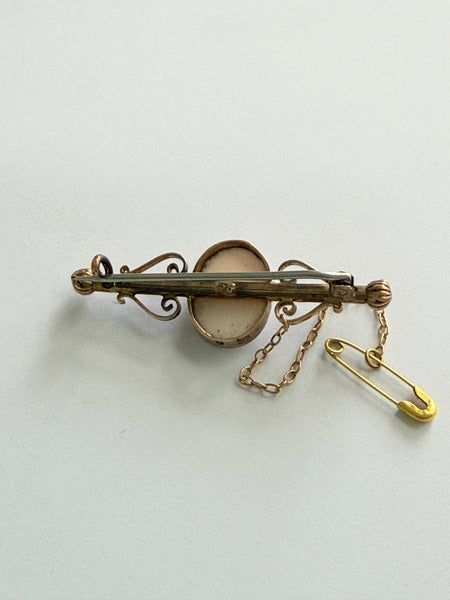 Antique Cameo Bar Brooch 9ct Gold-Vintageonline-Vintage Online