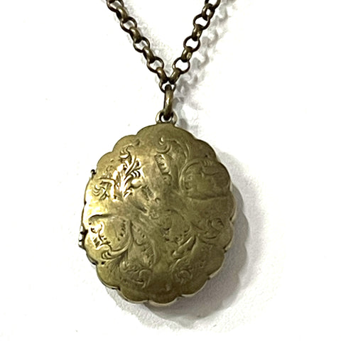 Antique Edwardian Memorial Locket with Photograph and Hair Memento.-Vintageonline-Vintage Online