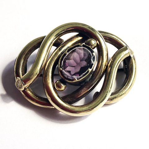 Antique Lovers Knot Amethyst Paste Brooch 1800's-Vintageonline-Vintage Online