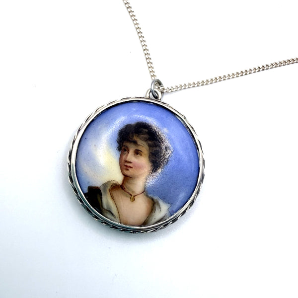 Antique Miniature Portrait Pendant-Vintageonline-Vintage Online