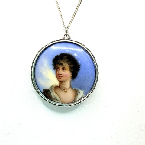 Antique Miniature Portrait Pendant-Vintageonline-Vintage Online