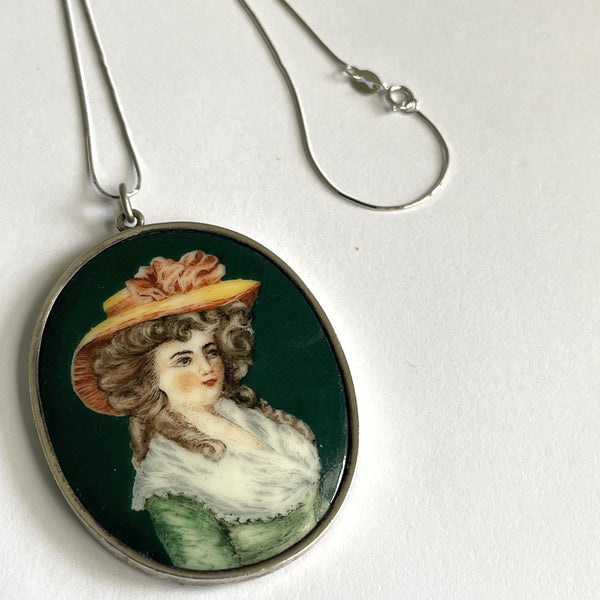 Antique Pendant Lady Portrait-Vintageonline-Vintage Online