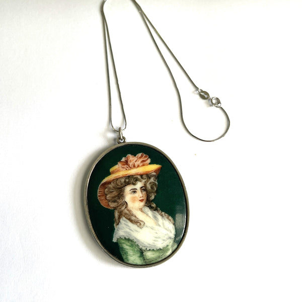 Antique Pendant Lady Portrait-Vintageonline-Vintage Online