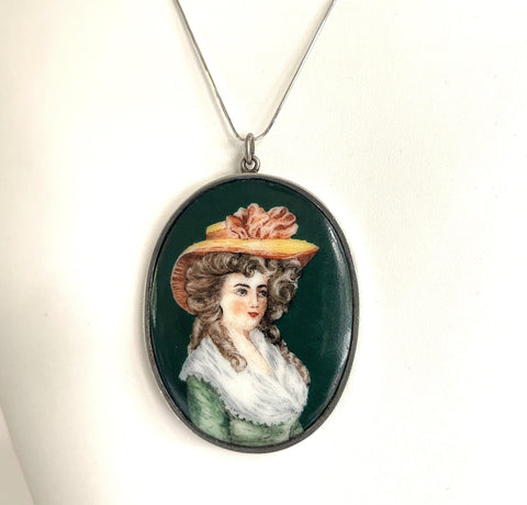 Antique Pendant Lady Portrait-Vintageonline-Vintage Online