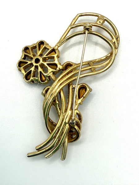 Aqua and Clear Rhinestone Vintage Brooch-Vintageonline-Vintage Online