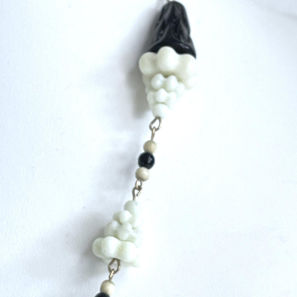 Art Deco Black & White Czech Bead Necklace 1930's-Vintage Online-Vintage Online