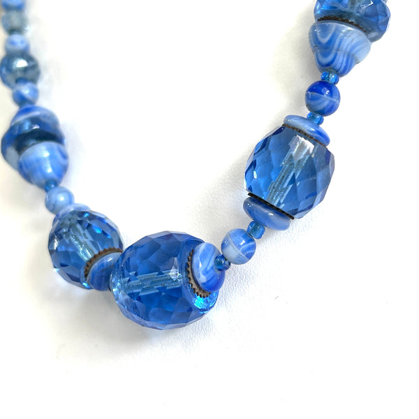Art Deco Blue Czech Crystal Art Deco Necklace-Vintageonline.-Vintage Online