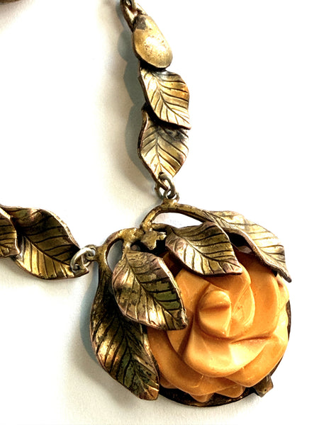 Art Deco Celluloid & Brass 30's Necklace-Vintageonline-Vintage Online