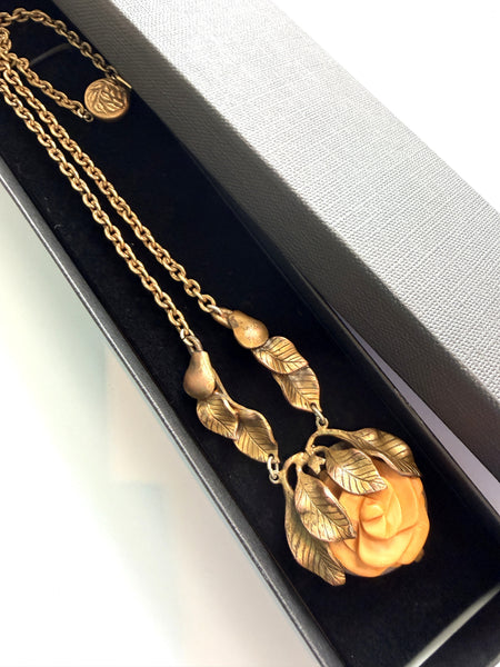 Art Deco Celluloid & Brass 30's Necklace-Vintageonline-Vintage Online