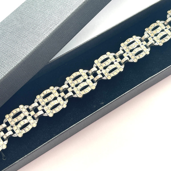 Art Deco Czech Paste Rhinestone Bracelet-Vintageonline-Vintage Online
