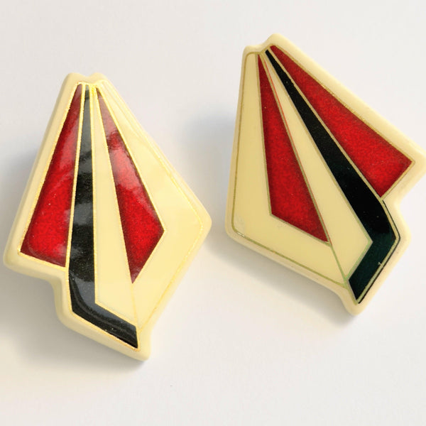 Art Deco Style Enamelled Ceramic Necklace and Earrings-Vintage Online-Vintage Online