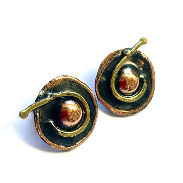 Artisan Hand Made Copper Earrings-Vintageonline-Vintage Online
