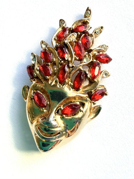 Asian Face Mask Vintage Brooch-Vintageonline-Vintage Online