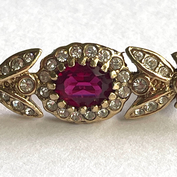 Attwood & Sawyer Faceted Ruby Crystal Vintage 80's Rhinestone Brooch-Attwood and Sawyer-Vintage Online