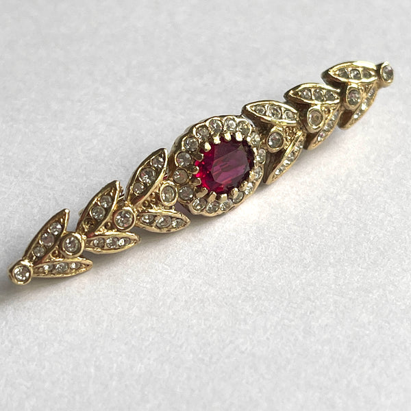 Attwood & Sawyer Faceted Ruby Crystal Vintage 80's Rhinestone Brooch-Attwood and Sawyer-Vintage Online