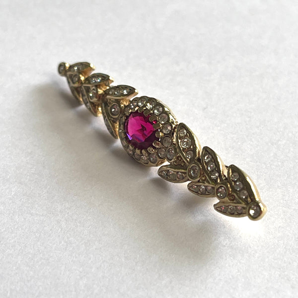 Attwood & Sawyer Faceted Ruby Crystal Vintage 80's Rhinestone Brooch-Attwood and Sawyer-Vintage Online