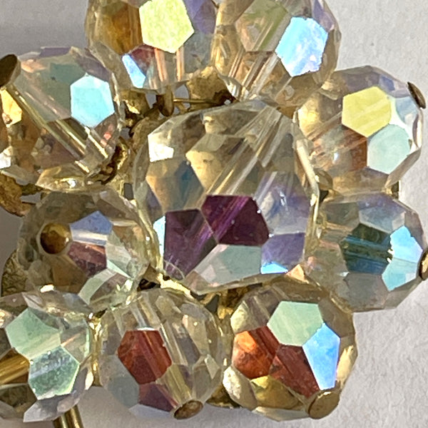 Aurora Borealis Crystal Bead Vintage 60's Earrings-Vintageonline-Vintage Online