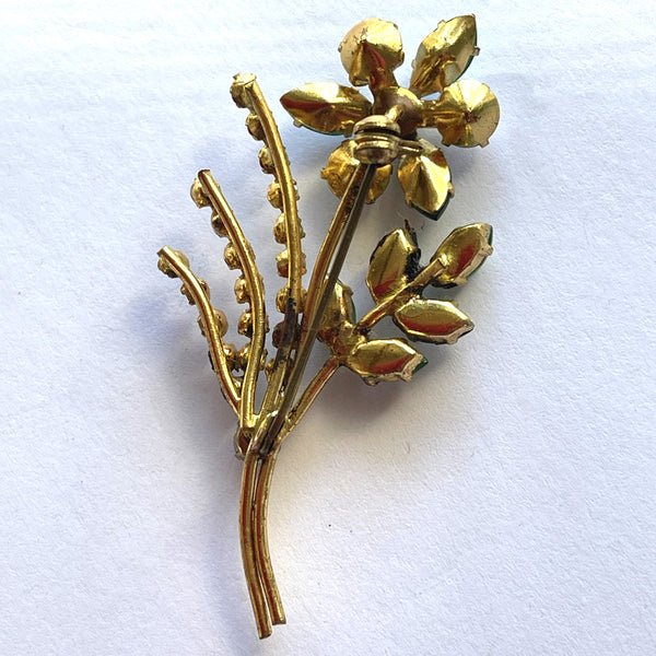 Aurora Borealis Rhinestone Flower Head Vintage Brooch-Vintageonline-Vintage Online