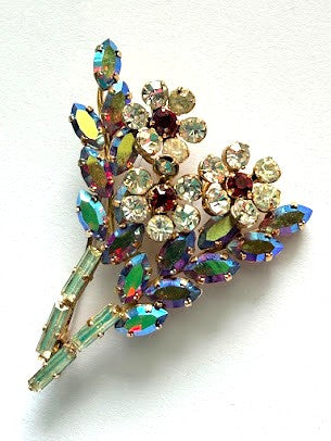 Aurora Borealis Rhinestone Vintage 60's Brooch-Vintageonline-Vintage Online
