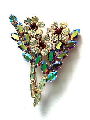 Aurora Borealis Rhinestone Vintage 60's Brooch-Vintageonline-Vintage Online