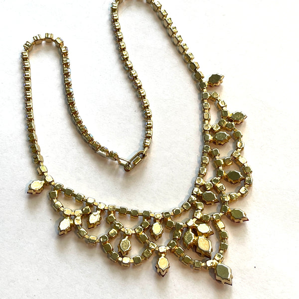 Aurora Borealis and Red Rhinestone Necklace-Vintageonline-Vintage Online