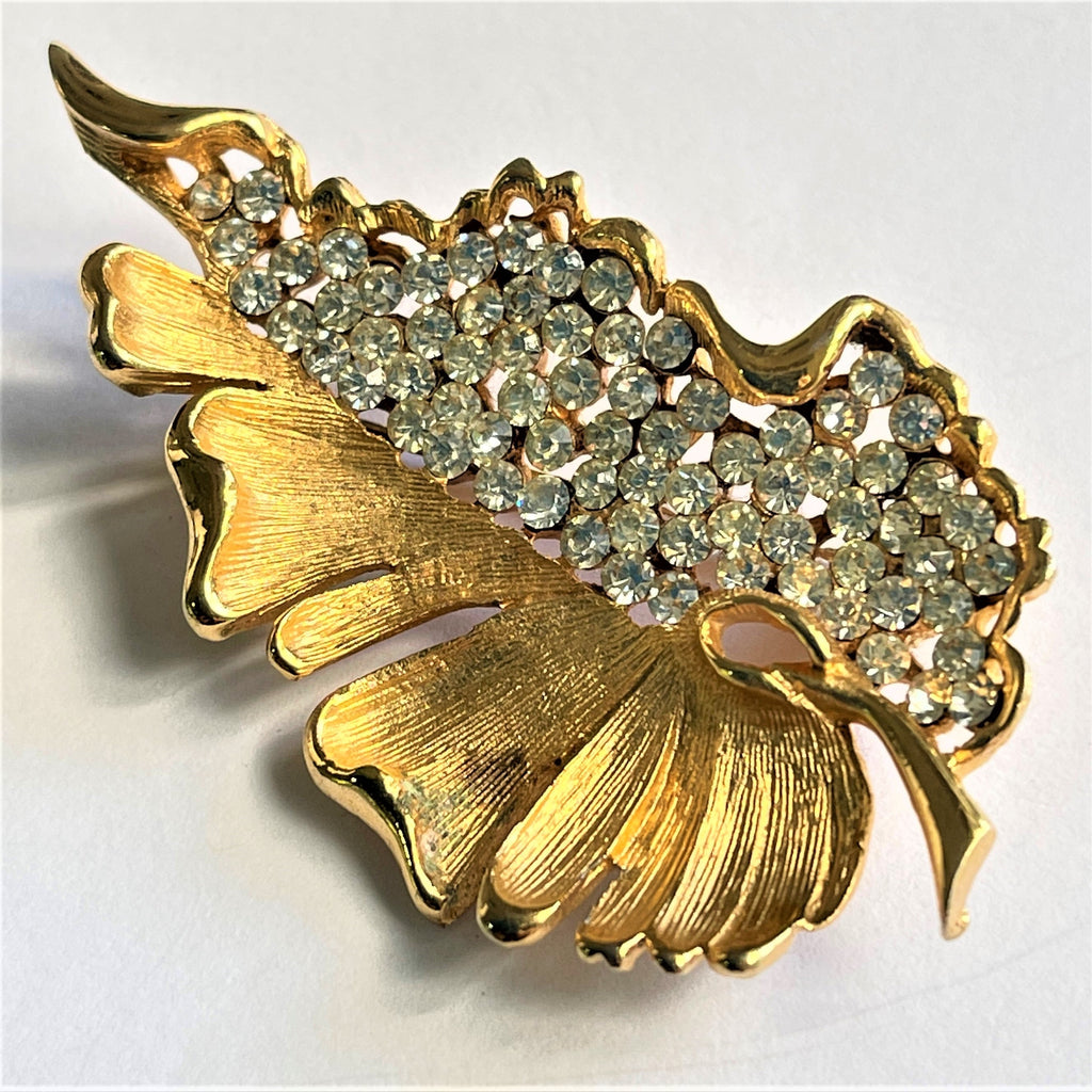 BSK New York Etched Gold tone Leaf Vintage Brooch – Vintage Online