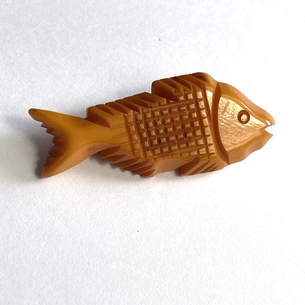 Bakelite Carved Fish Brooch-Vintageonline-Vintage Online