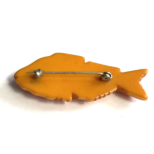 Bakelite Carved Fish Brooch-Vintageonline-Vintage Online