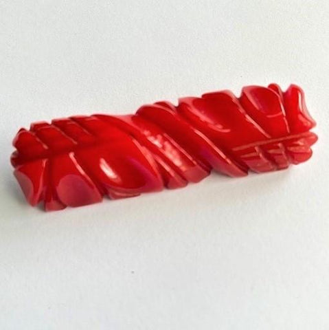 Bakelite Carved Red Vintage Brooch-Vintageonline-Vintage Online