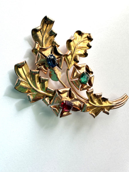Barclay Vintage 1940's Sterling Rhinestone Spray Brooch-Barclay USA-Vintage Online