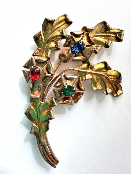 Barclay Vintage 1940's Sterling Rhinestone Spray Brooch-Barclay USA-Vintage Online
