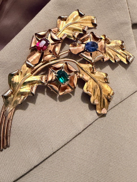 Barclay Vintage 1940's Sterling Rhinestone Spray Brooch-Barclay USA-Vintage Online