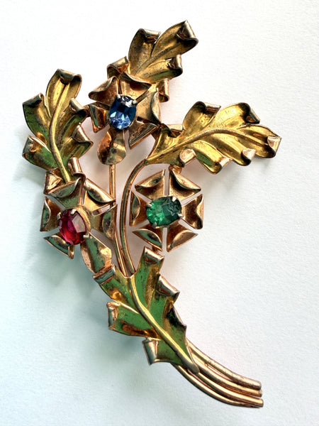 Barclay Vintage 1940's Sterling Rhinestone Spray Brooch-Barclay USA-Vintage Online