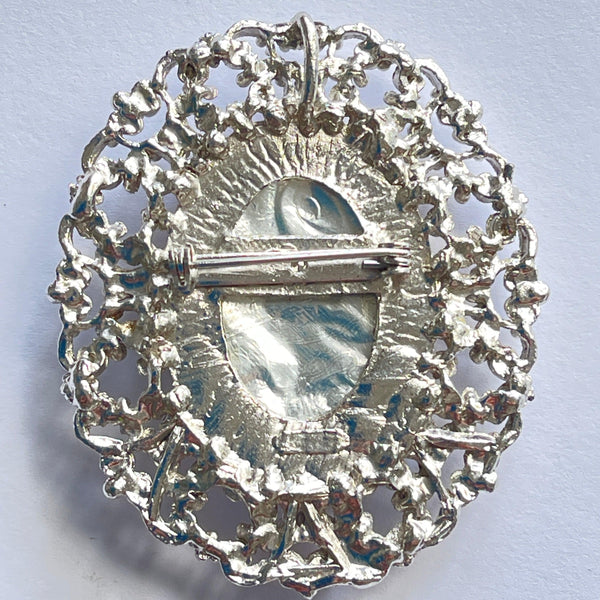 Bark Painting Cameo Brooch Pendant-Vintageonline-Vintage Online