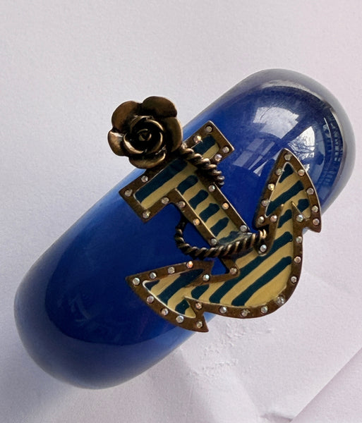 Betsey Johnson Lucite Nautical Anchor Cuff Bracelet-Betsey Johnson-Vintage Online