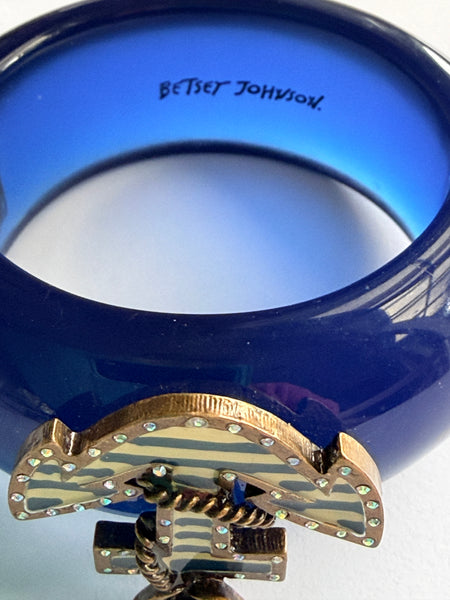 Betsey Johnson Lucite Nautical Anchor Cuff Bracelet-Betsey Johnson-Vintage Online