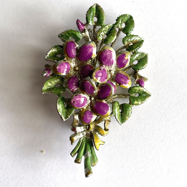 Birthday Brooch For March Violets by Exquisite UK 1960's-Exquisite UK-Vintage Online