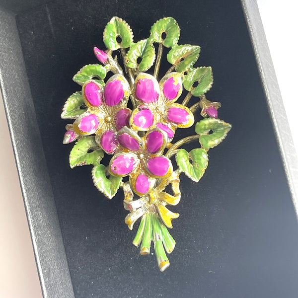 Birthday Brooch For March Violets by Exquisite UK 1960's-Exquisite UK-Vintage Online