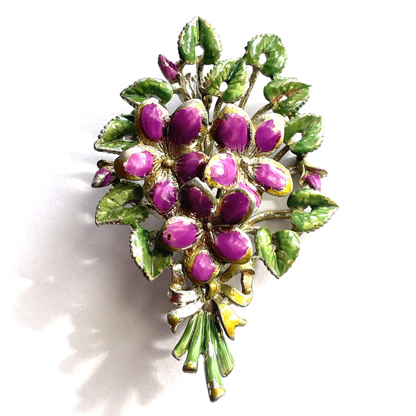 Birthday Brooch For March Violets by Exquisite UK 1960's-Exquisite UK-Vintage Online