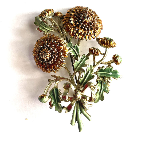 Birthday Brooch For November Chrysanthemum Exquisite UK 1960's-Exquisite UK-Vintage Online