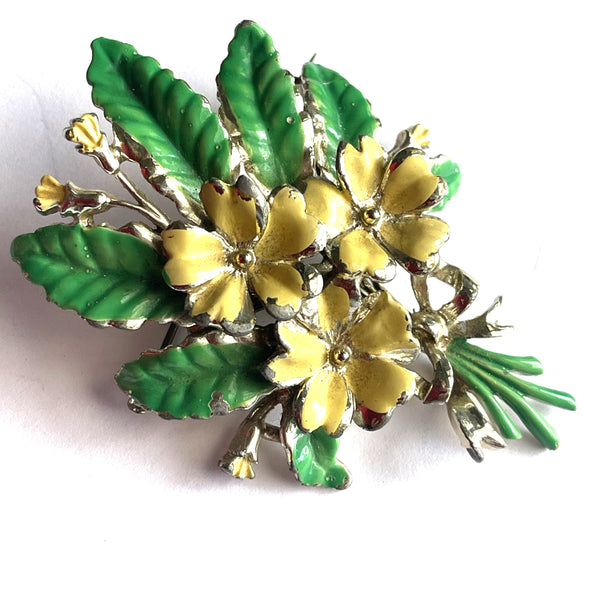 Birthday Brooch for February Primrose by Exquisite UK 1960's-Exquisite UK-Vintage Online