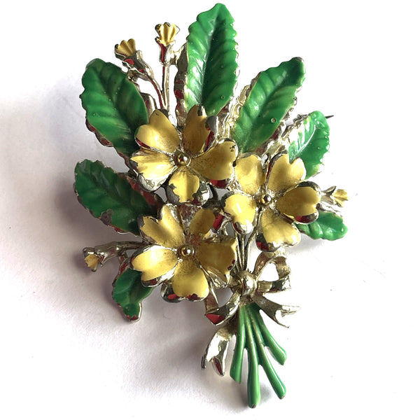Birthday Brooch for February Primrose by Exquisite UK 1960's-Exquisite UK-Vintage Online