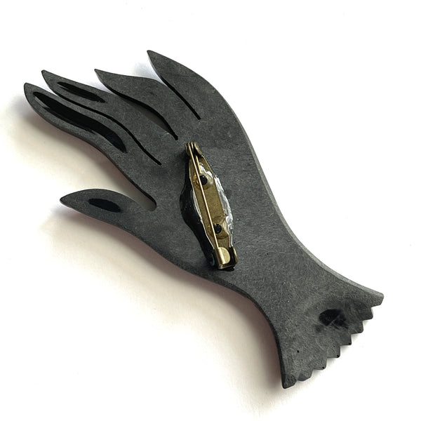 Black Resin Hand Brooch-Vintageonline-Vintage Online