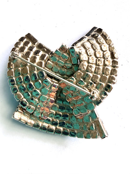 Blue Aurora Borealis Modernist Brooch & Earrings Set-Vintageonline-Vintage Online