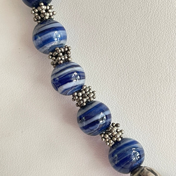 Blue Banded Agate Necklace-Vintageonline-Vintage Online
