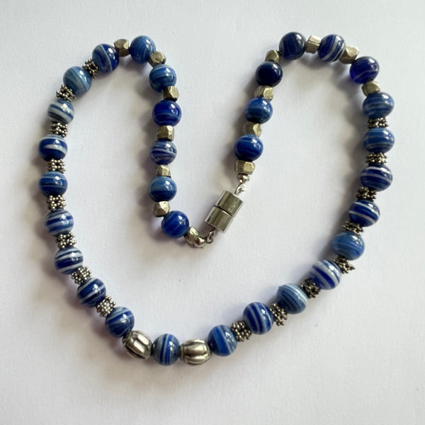 Blue Banded Agate Necklace-Vintageonline-Vintage Online