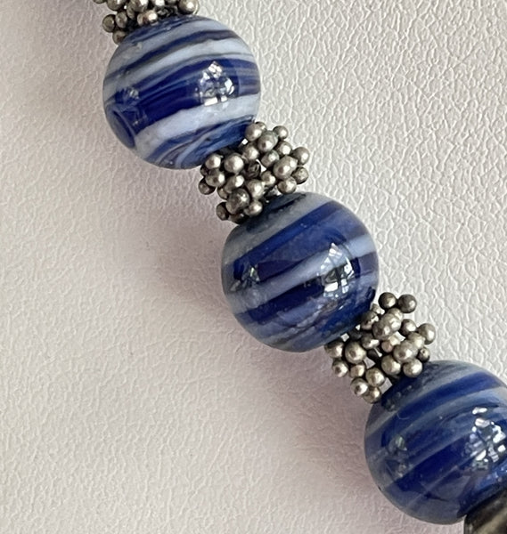 Blue Banded Agate Necklace-Vintageonline-Vintage Online