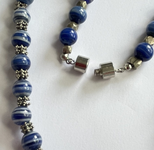 Blue Banded Agate Necklace-Vintageonline-Vintage Online