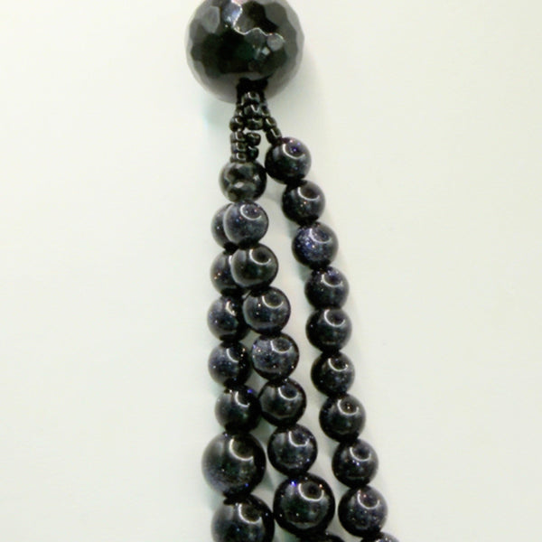 Blue & Black Bead With Rhinestone Vintage Necklace-Vintageonline-Vintage Online