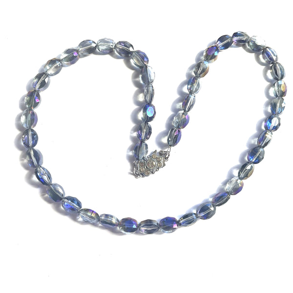 Blue Faceted Glass Bead Vintage Necklace-Vintageonline-Vintage Online